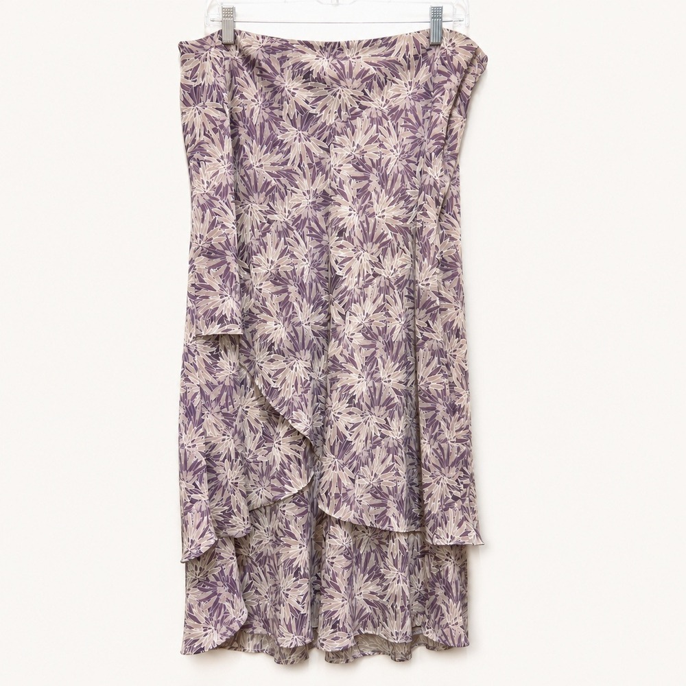 Villager Liz Claiborne Skirt Size 14 Vintage Maxi Purple Tan Whimsigoth Boho